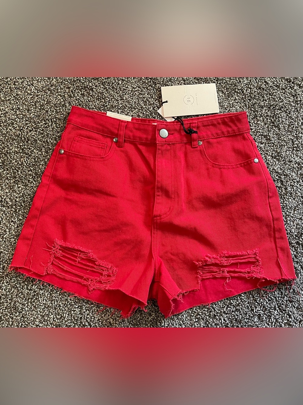 NWT red denim shorts